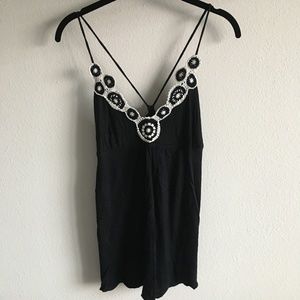 Anthropologie Embroidered Cross Strap Tank